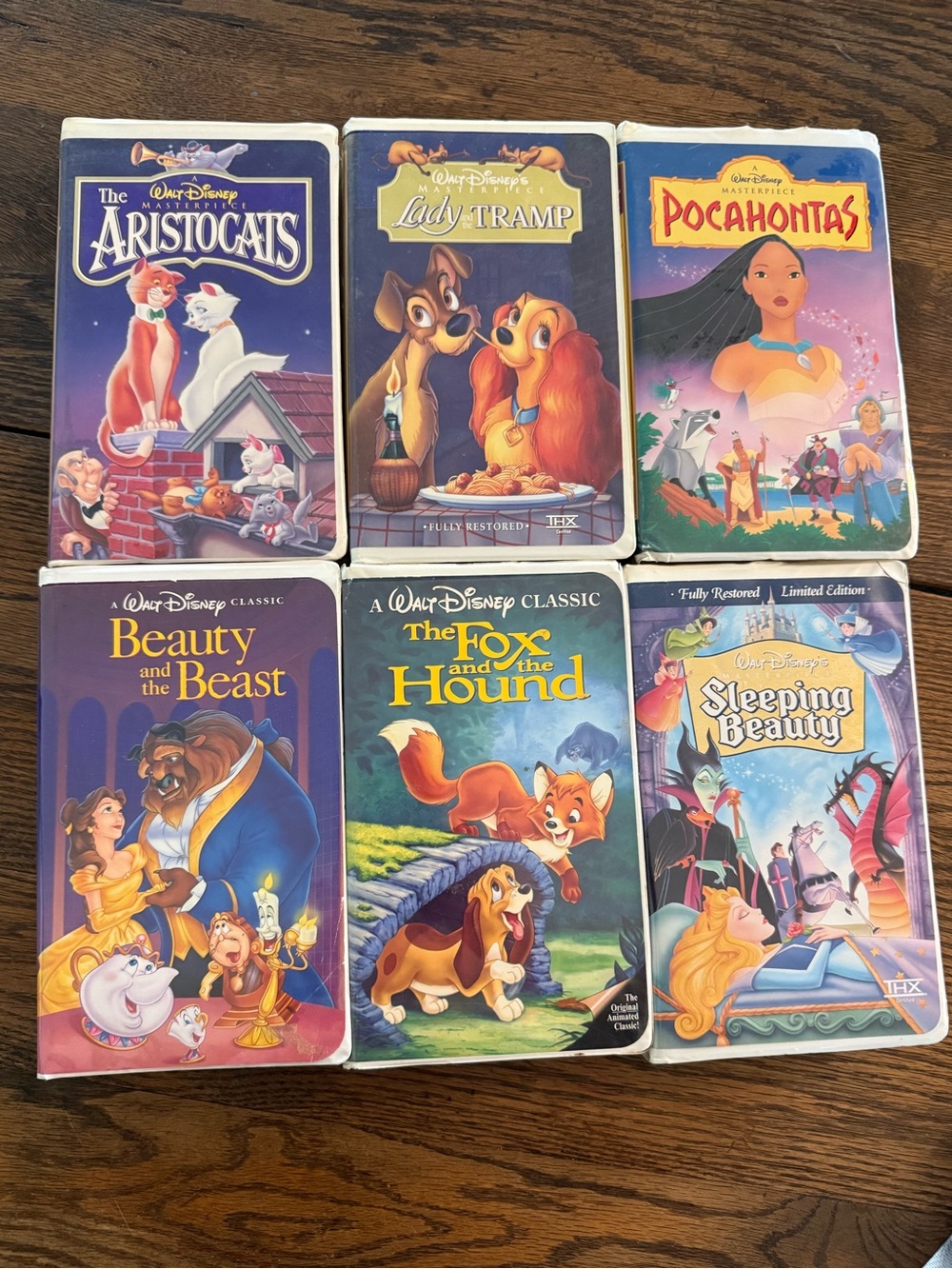 Disney VHS Lot 6 Movies Lady and Tramp Pocahontas Sleeping Beauty